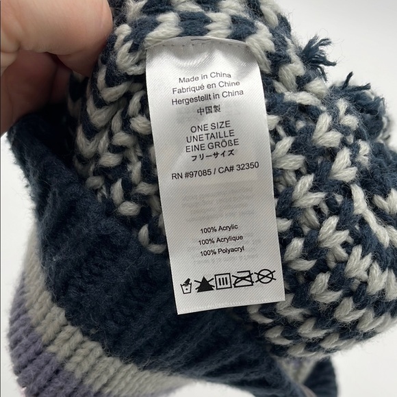 Outdoor Research Purple Striped Knit Pom-Pom Beanie One Size - Picture 5 of 5